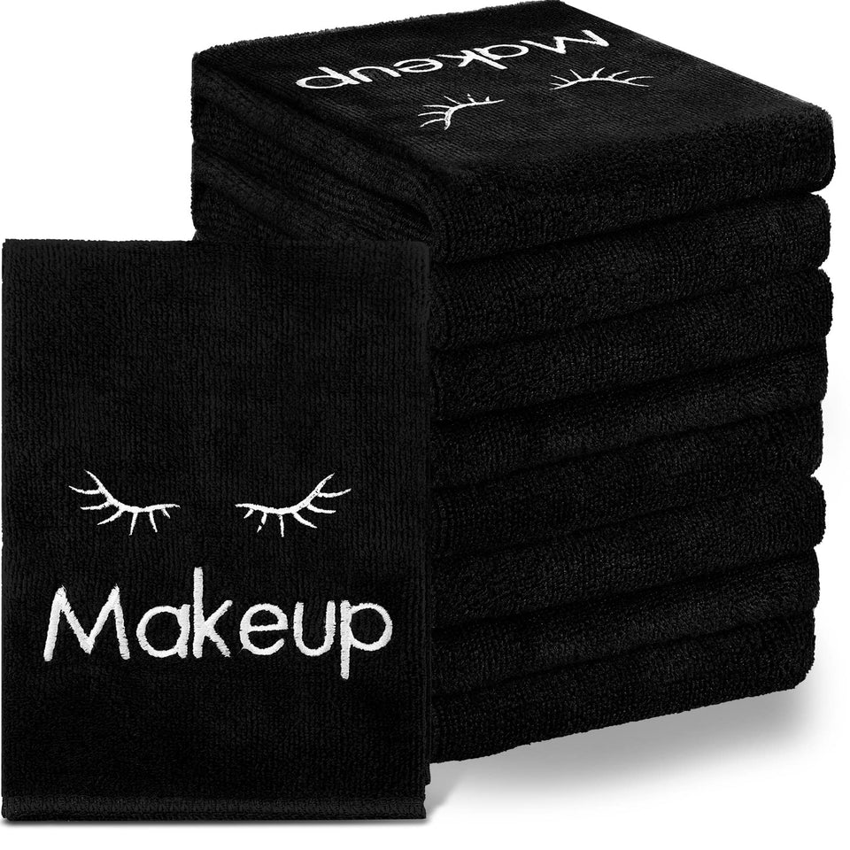 Vabean microfiber face towels with embroidery for gentle, reusable makeup removal.