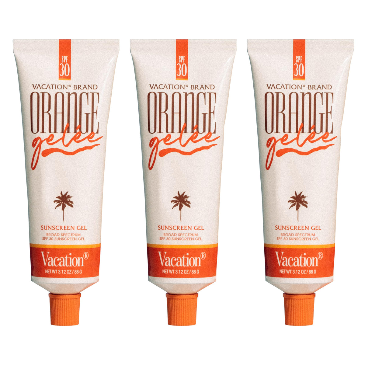 Vacation Orange Gelée bottle pour shows SPF 30 protection with a clear finish