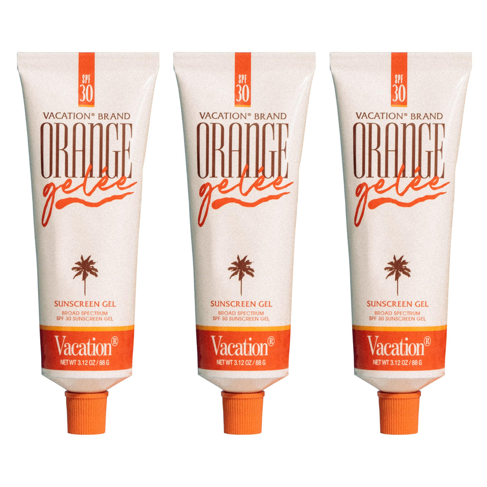 Vacation Orange Gelée bottle pour shows SPF 30 protection with a clear finish