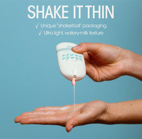 VACATION Shake Shake SPF 50 demonstrates streak-free coverage with non-nano zinc.