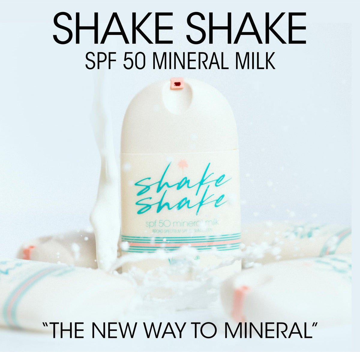 VACATION Shake Shake SPF 50 texture shown as hydrating watery-milk.