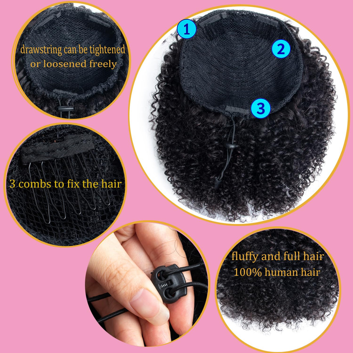 VADES Brazilian virgin hair ponytail for a fluffy, realistic look