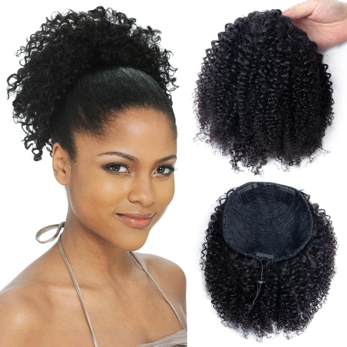 VADES drawstring ponytail extension with three combs for secure all-day wear
