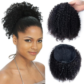 VADES drawstring ponytail extension with three combs for secure all-day wear