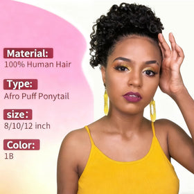 VADES kinky curly ponytail in natural black 1B, 8 inches, versatile styling