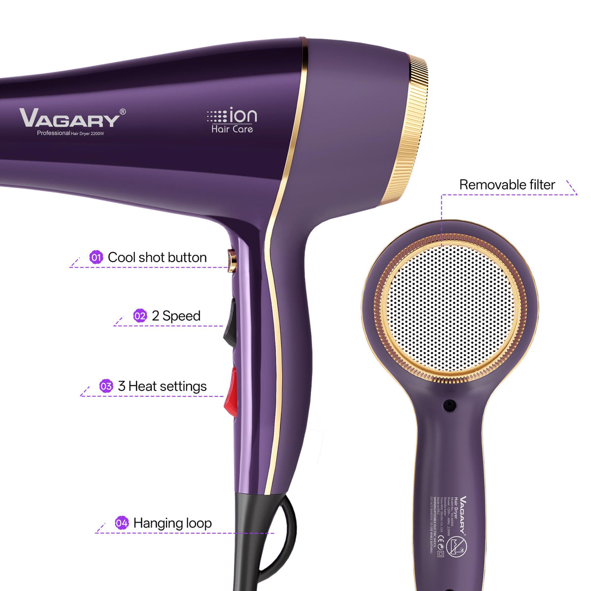 VAGARY long 8.2 ft cord enables flexible styling