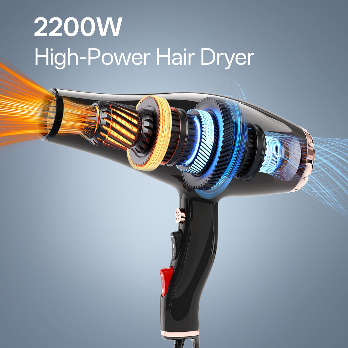 VAGARY concentrator nozzle delivers focused air for quick drying on thick or unruly hair.
