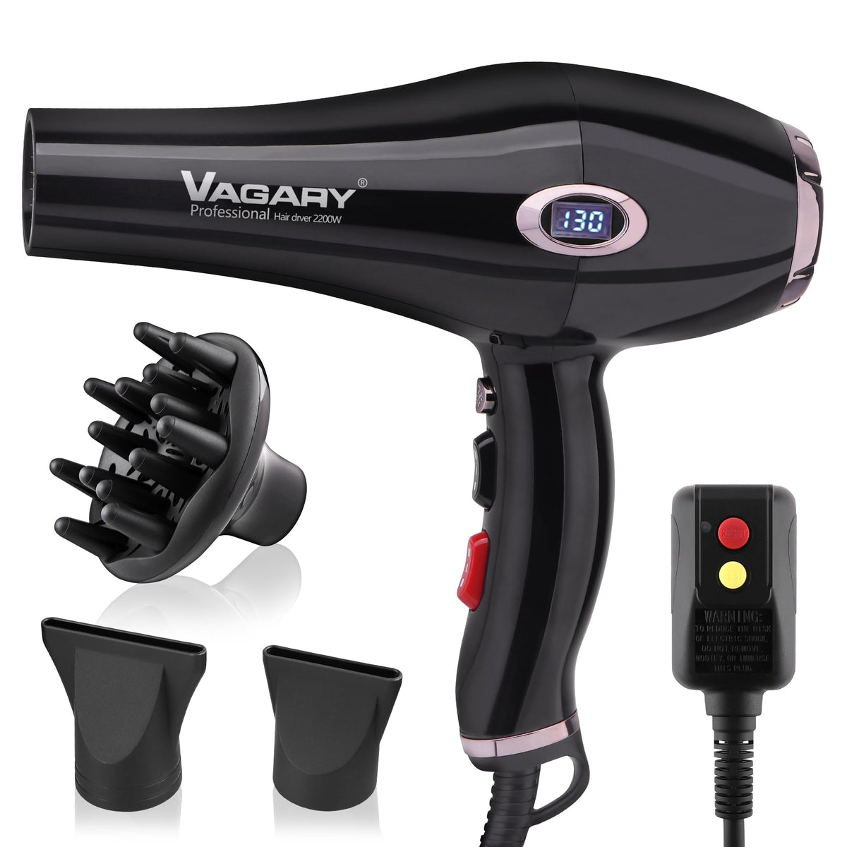 VAGARY diffuser nozzle for smooth airflow, reducing frizz and enhancing curl definition.