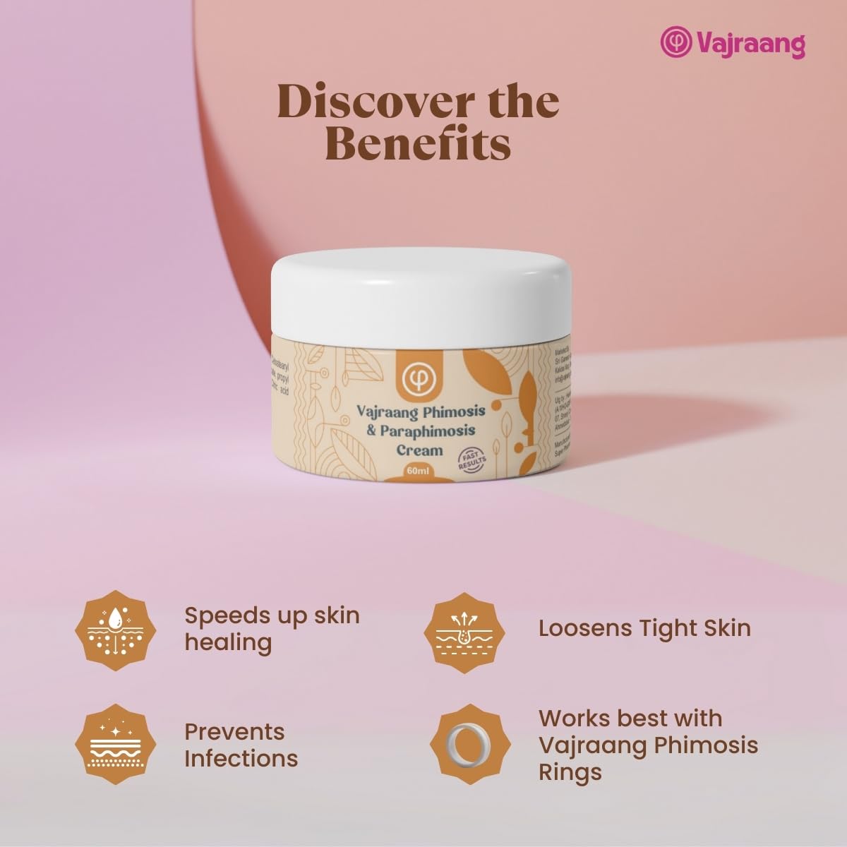 Vajraang phimosis cream application shows fast absorption with no greasy residue.