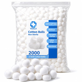 Vakly cotton balls 1inch 2000-pack, ultra-soft and absorbent for makeup removal.