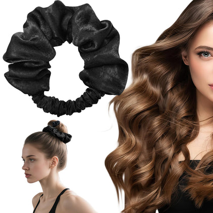 Vakwuho Sleepie Tie wrapped in hair for overnight heatless curls.