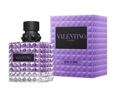 Valentino Born in Roma Purple Melancholia EDP bottle close-up for an elegant evening impression.