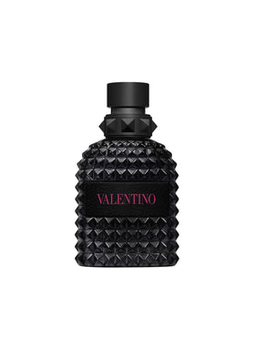 Valentino Born in Roma Extradose bottle close-up showing the black Rockstud finish for evening elegance.
