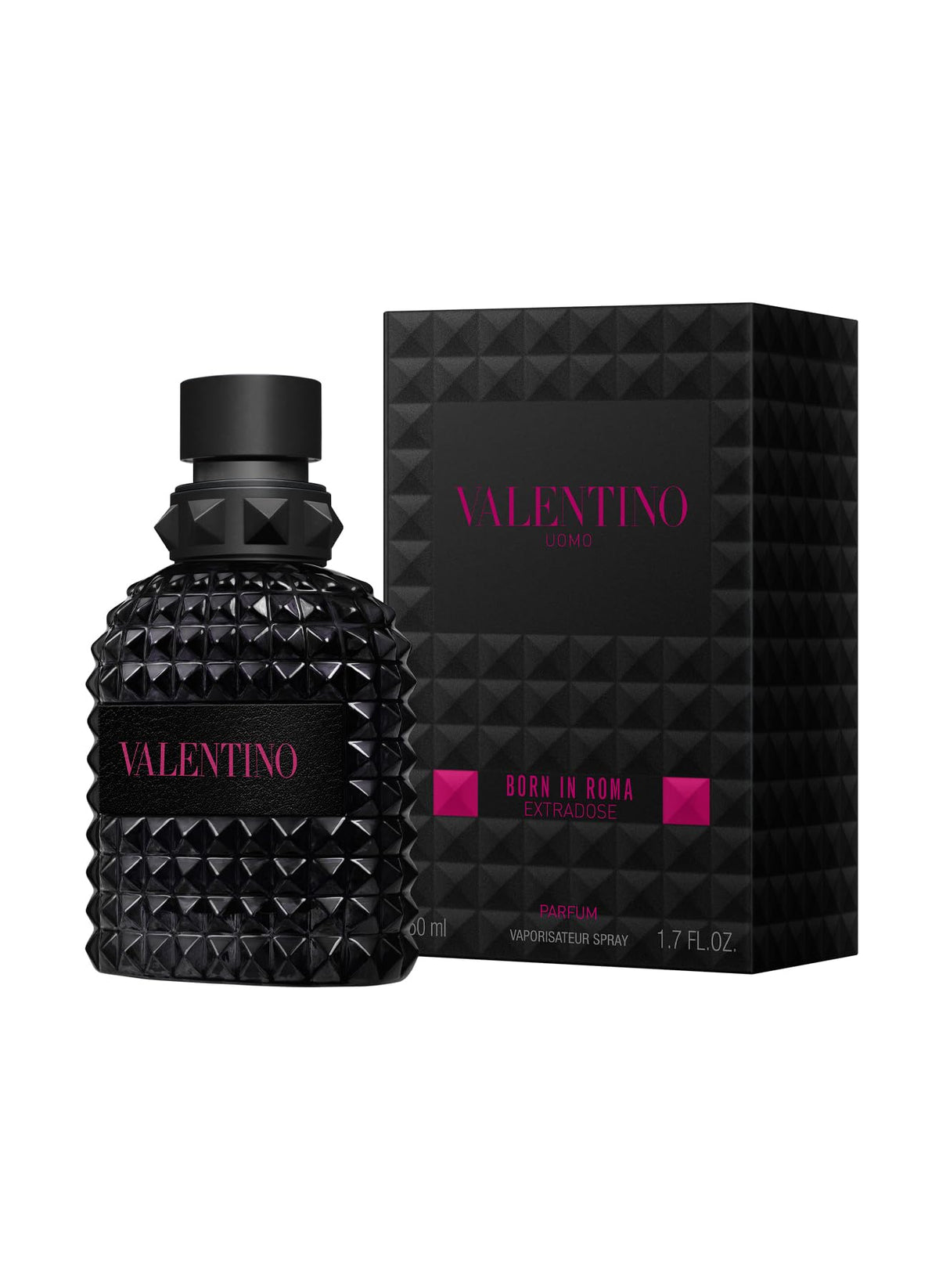 Valentino Born in Roma Extradose bottle pour hinting at spicy notes and long-lasting scent.