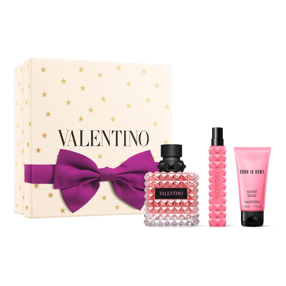 Valentino Donna Born In Roma gift set bottle, showcasing the iconic EDP for everyday elegance.