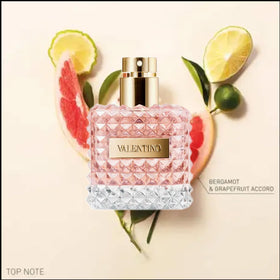 Valentino Donna EDP iris heart note close-up, showcasing delicate floral character.