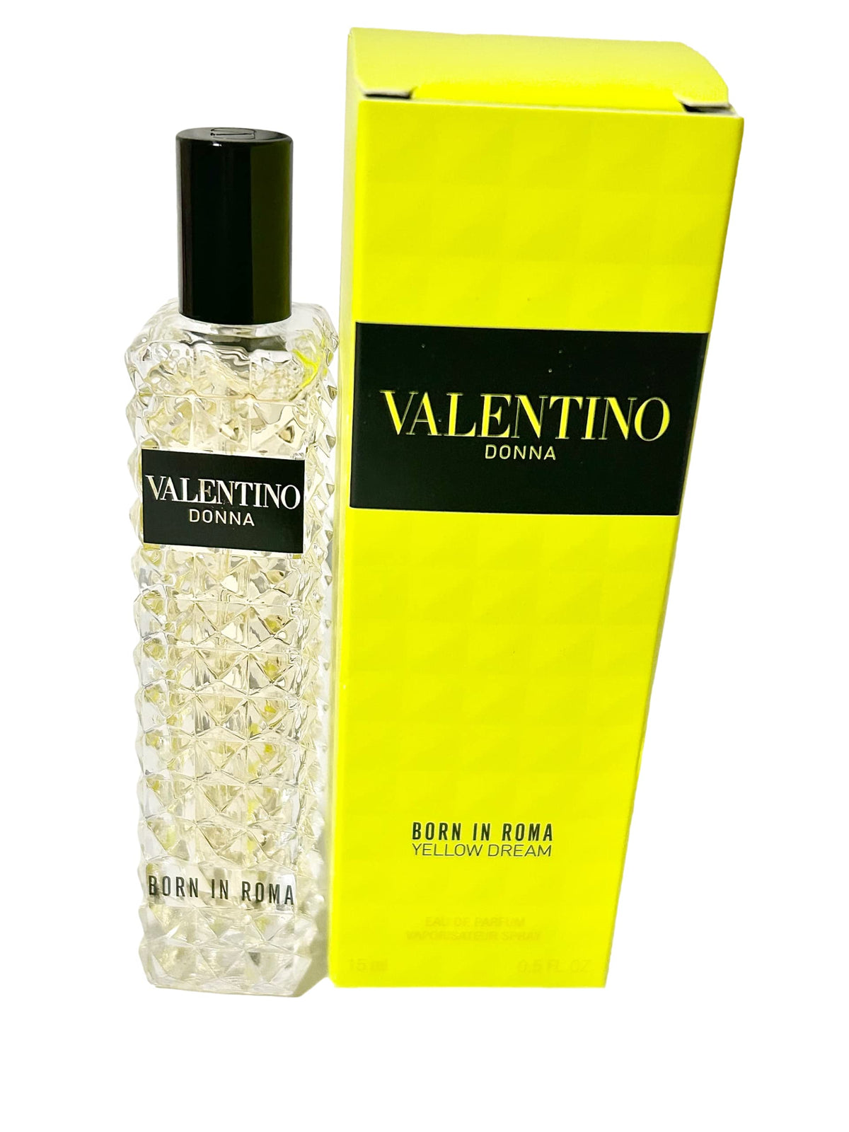 Valentino Donna Yellow Dream product shot with compact 15 ml size for travel wear