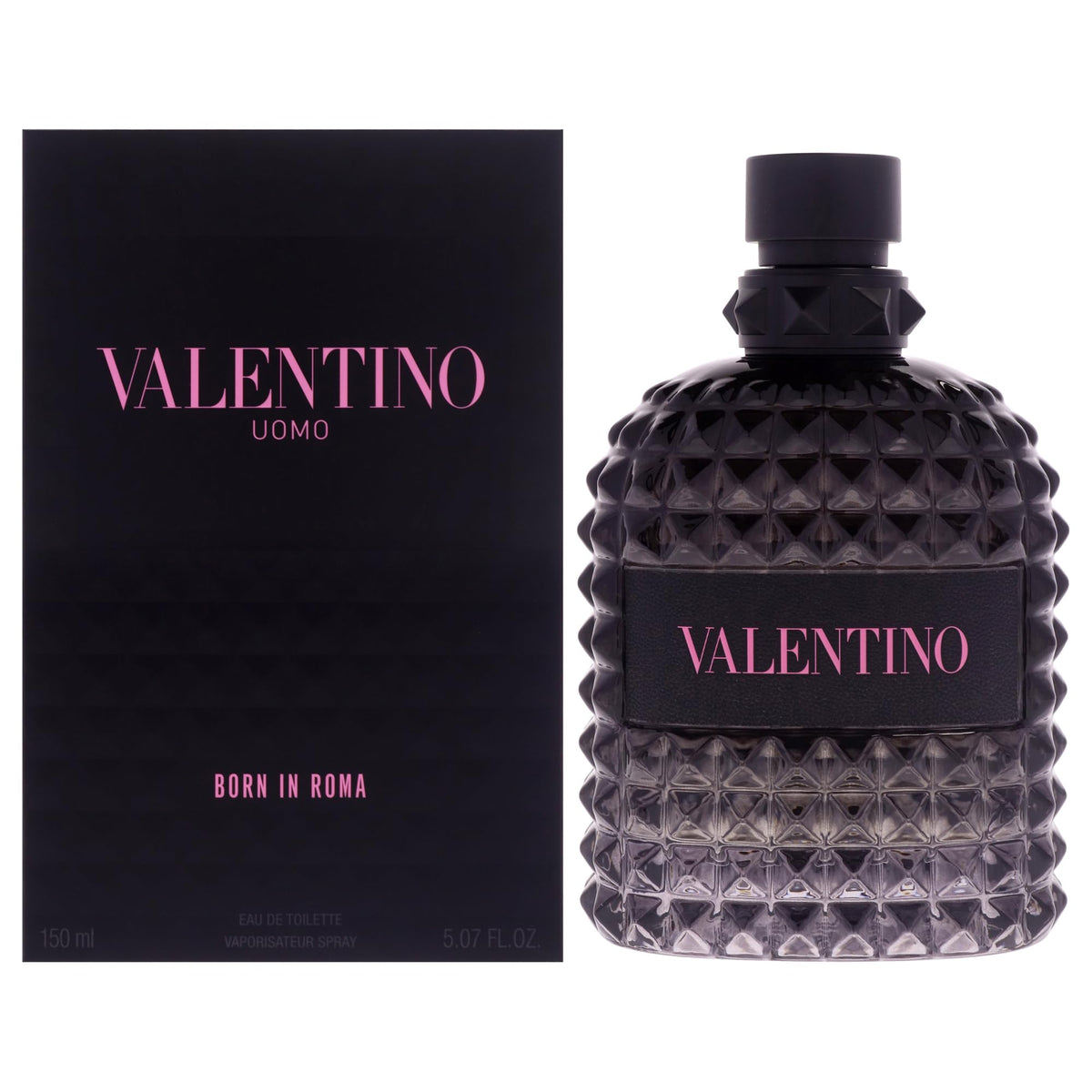 Valentino Uomo Born In Roma EDT bottle close-up, iconic design for daily wear