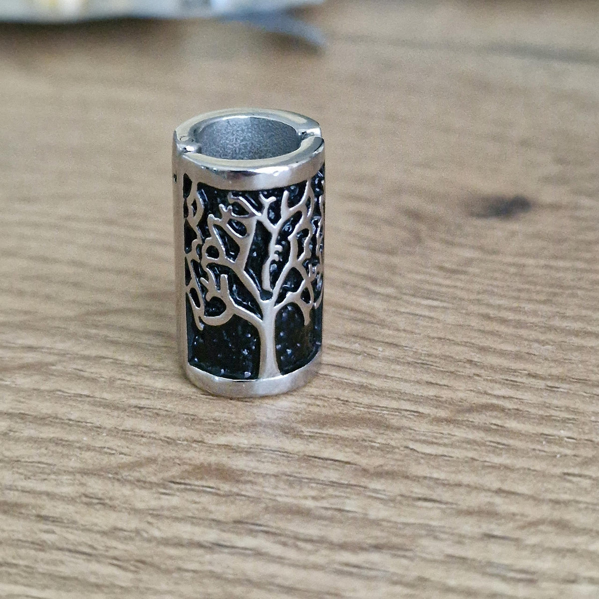 VALHALLA openable beard bead in polished stainless steel for daily wear.