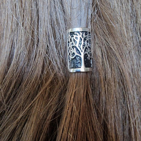 VALHALLA silver bead designed for beards, braids, and dreadlocks with an 8mm hole.