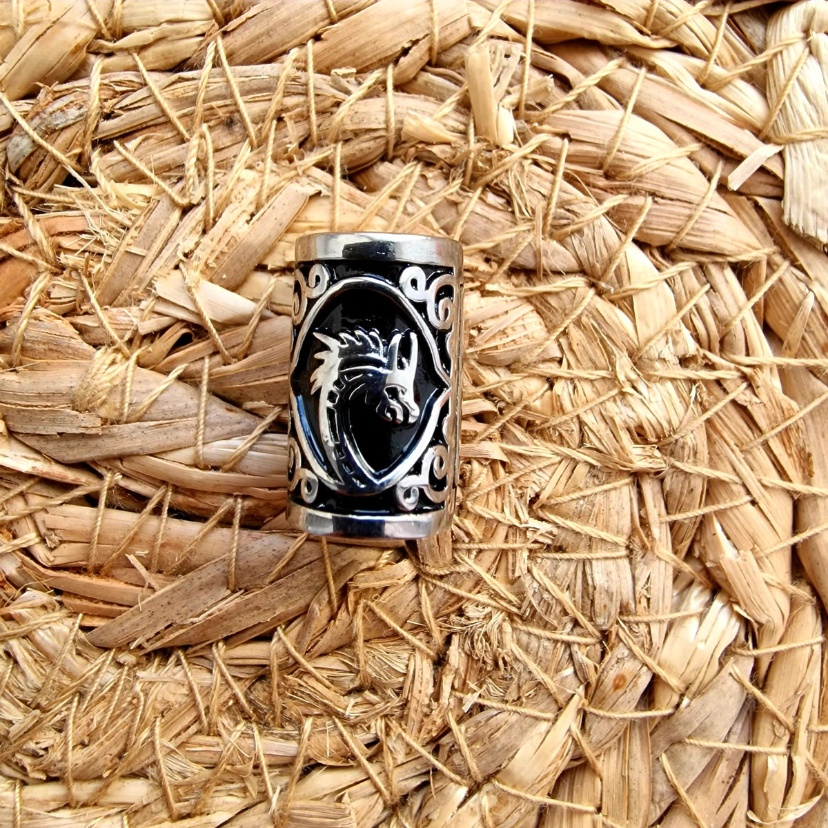 VALHALLA dreadlock bead with easy clip-on, ideal for dynamic styling.