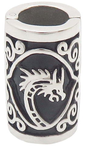 VALHALLA dragon bead in silver with clip-on design for easy beard updates.