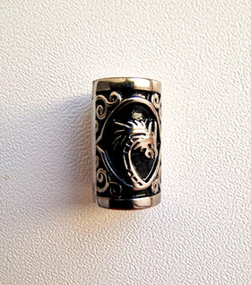 VALHALLA tree-of-life bead, silver finish, 8mm hole for versatile hair styles.