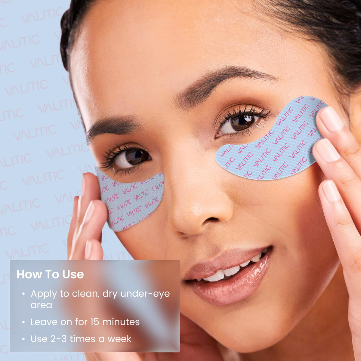 VALITIC Alpha Arbutin Under Eye Mask promotes even tone and brightness.