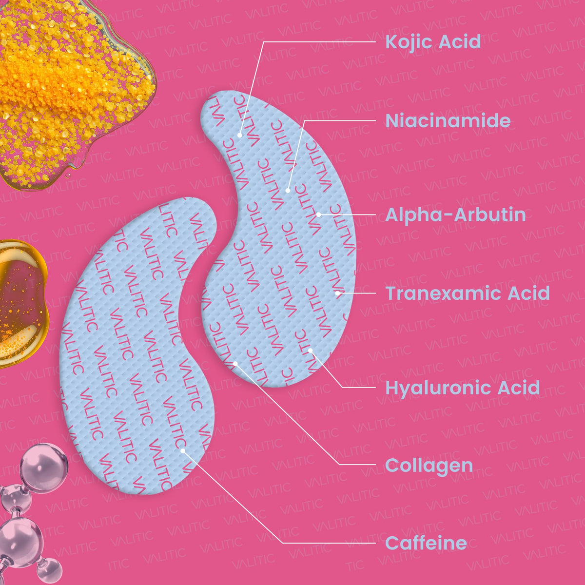 VALITIC Caffeine Under Eye Mask depuffs and energizes tired-looking eyes.