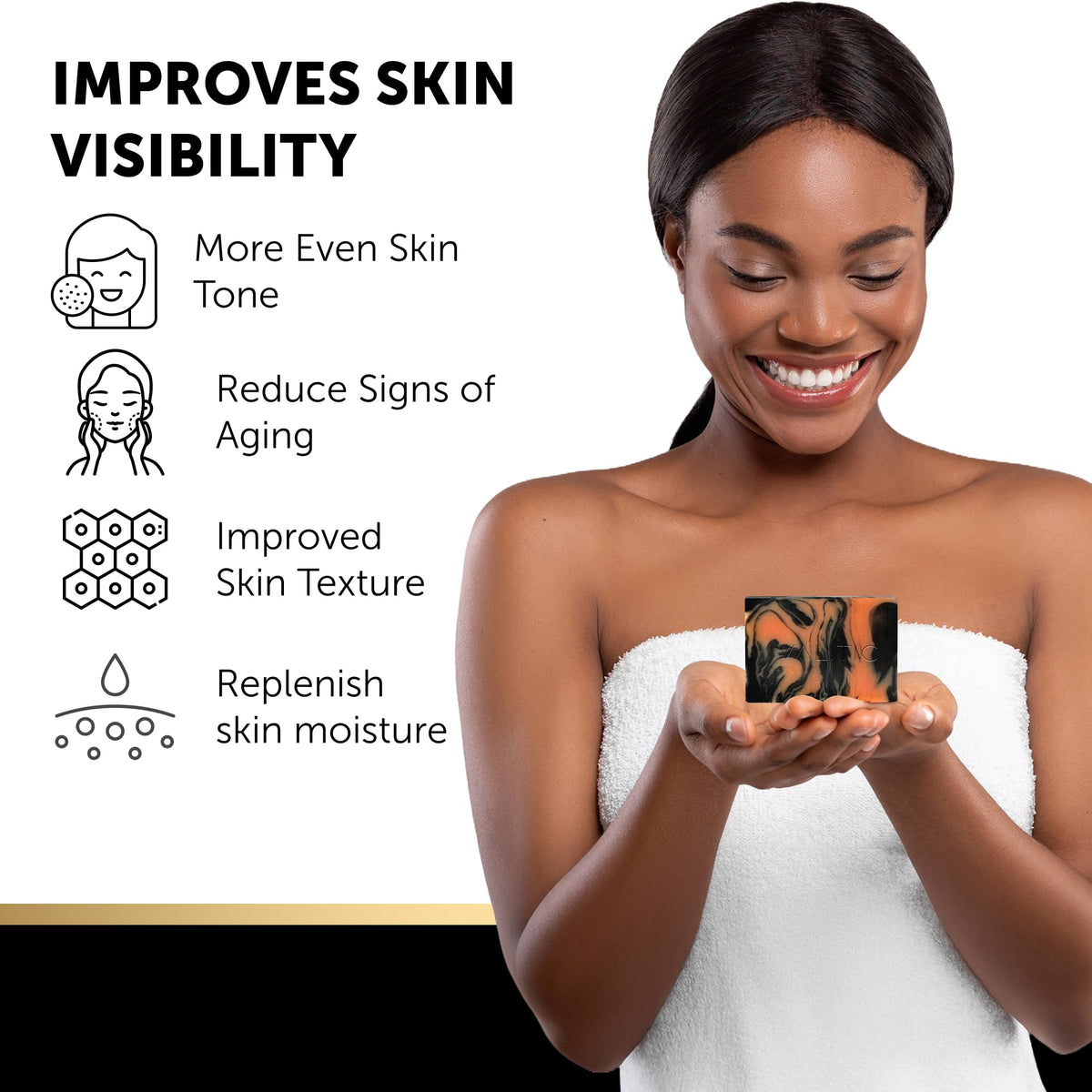 VALITIC charcoal kojic turmeric bar label with ingredients and ethics.