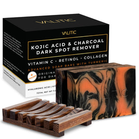 VALITIC charcoal kojic turmeric bar pack for face and body cleansing.