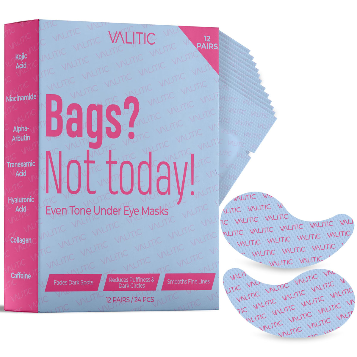 VALITIC Kojic Acid Under Eye Mask brightening patches for even skin tone.