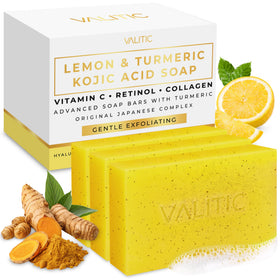 VALITIC lemon turmeric soap pack label highlights brightening and clean beauty benefits