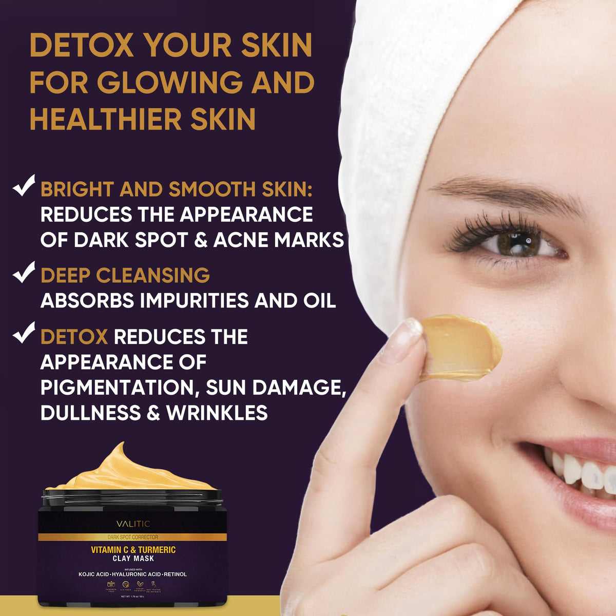 Spreadable VALITIC mask texture on skin during application
