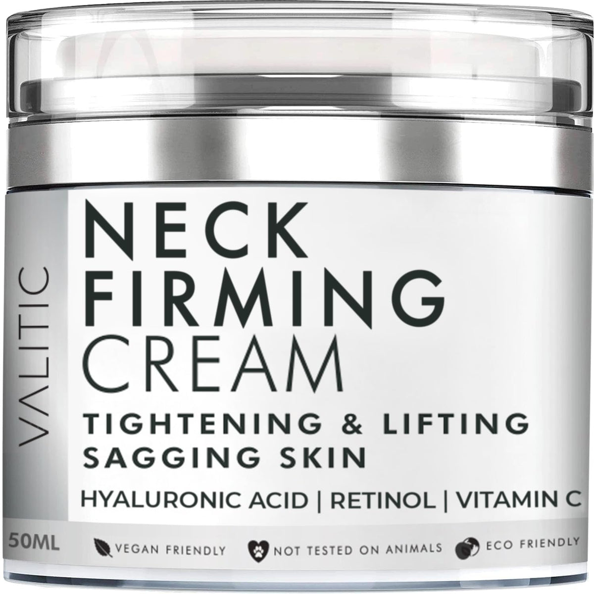 VALITIC Neck Cream bottle pump shown for easy daily application and hydration.
