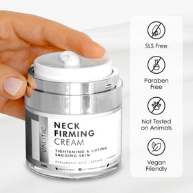 VALITIC Neck Cream with vitamin C and avocado oil for antioxidant nourishment.