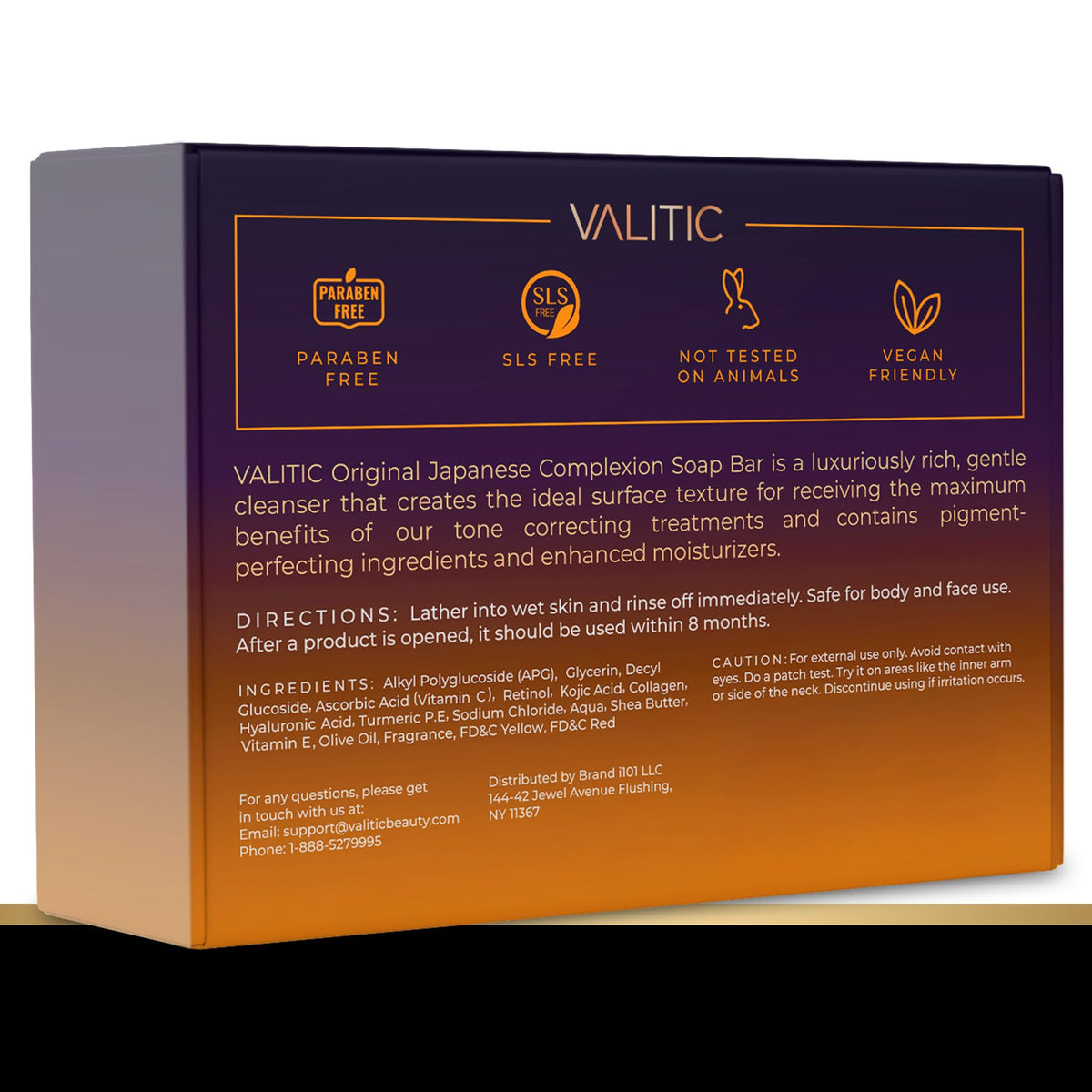 VALITIC packaging and brand box; gift-ready bundle presentation.