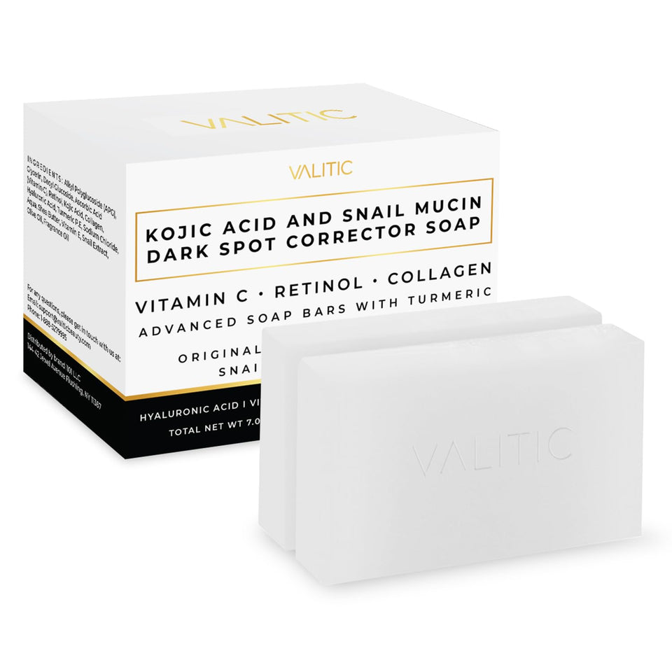 VALITIC snail mucin cleanser bar with turmeric for deep hydration and radiant skin.