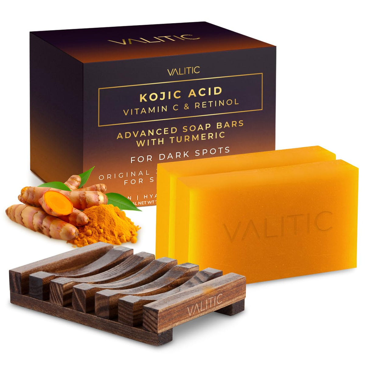 VALITIC soap bar front packaging shows two-pack with holder