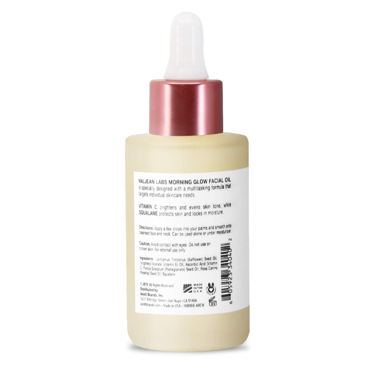 VALJEAN LABS Morning Glow label close-up, emphasizing brightness and vegan formula