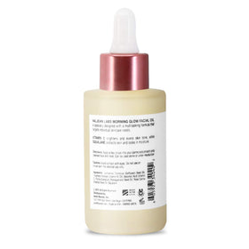 VALJEAN LABS Morning Glow label close-up, emphasizing brightness and vegan formula