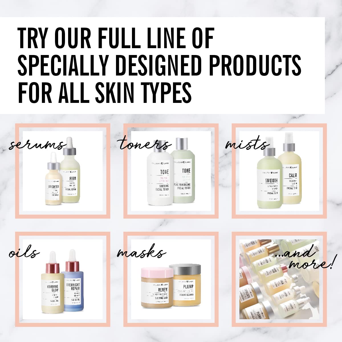 VALJEAN LABS Morning Glow ingredients graphic with vitamin C and squalane icons