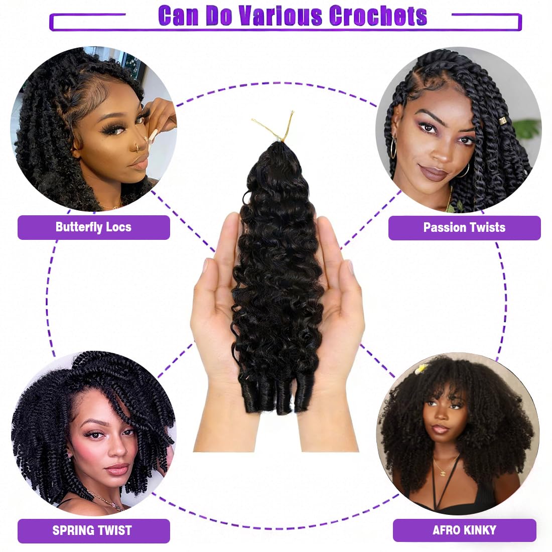 Vallbest Burmese Curly Crochet 16in feather crochet strands highlight pre-separated ease