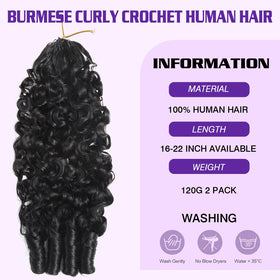 Vallbest Burmese Curly Crochet 16in salon-grade durability for multiple uses
