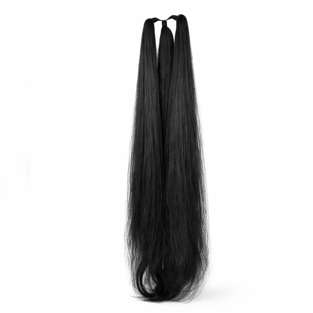 VAMA nylon ponytail extension in black, 26-28 inches, for wrap-around style and instant length.