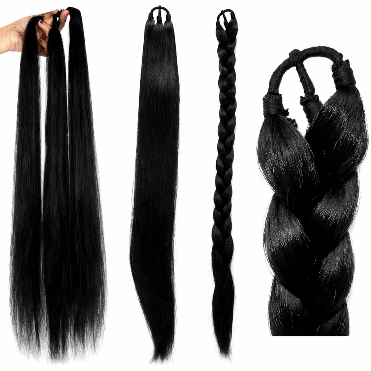 VAMA soft synthetic nylon hair extension in black for everyday wear.