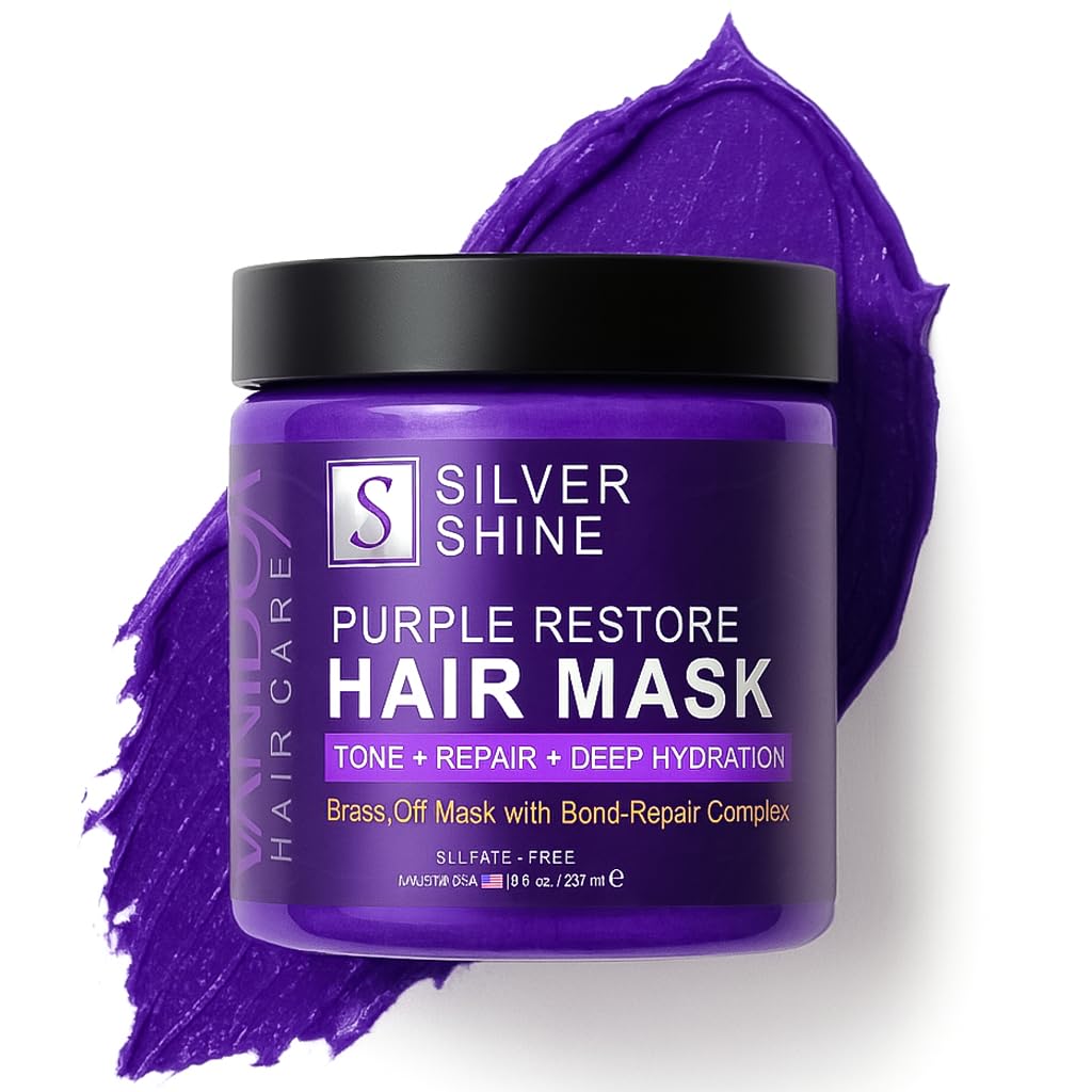 VANIDOX Deep Conditioning Silver Shine Mask bottle pour tones brass and refreshes gray hair