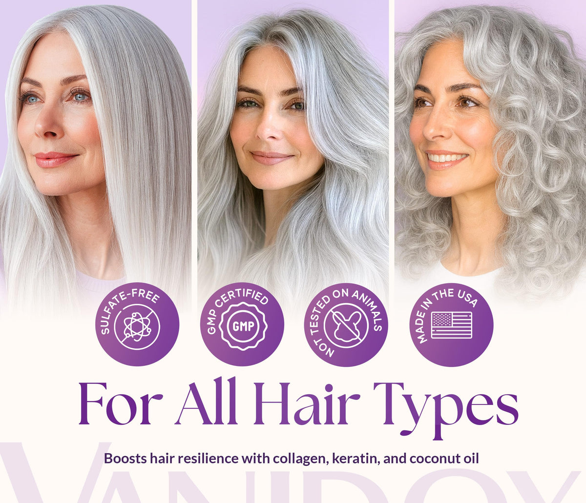 Packaging shot of VANIDOX sulfate-free USA-made hair mask