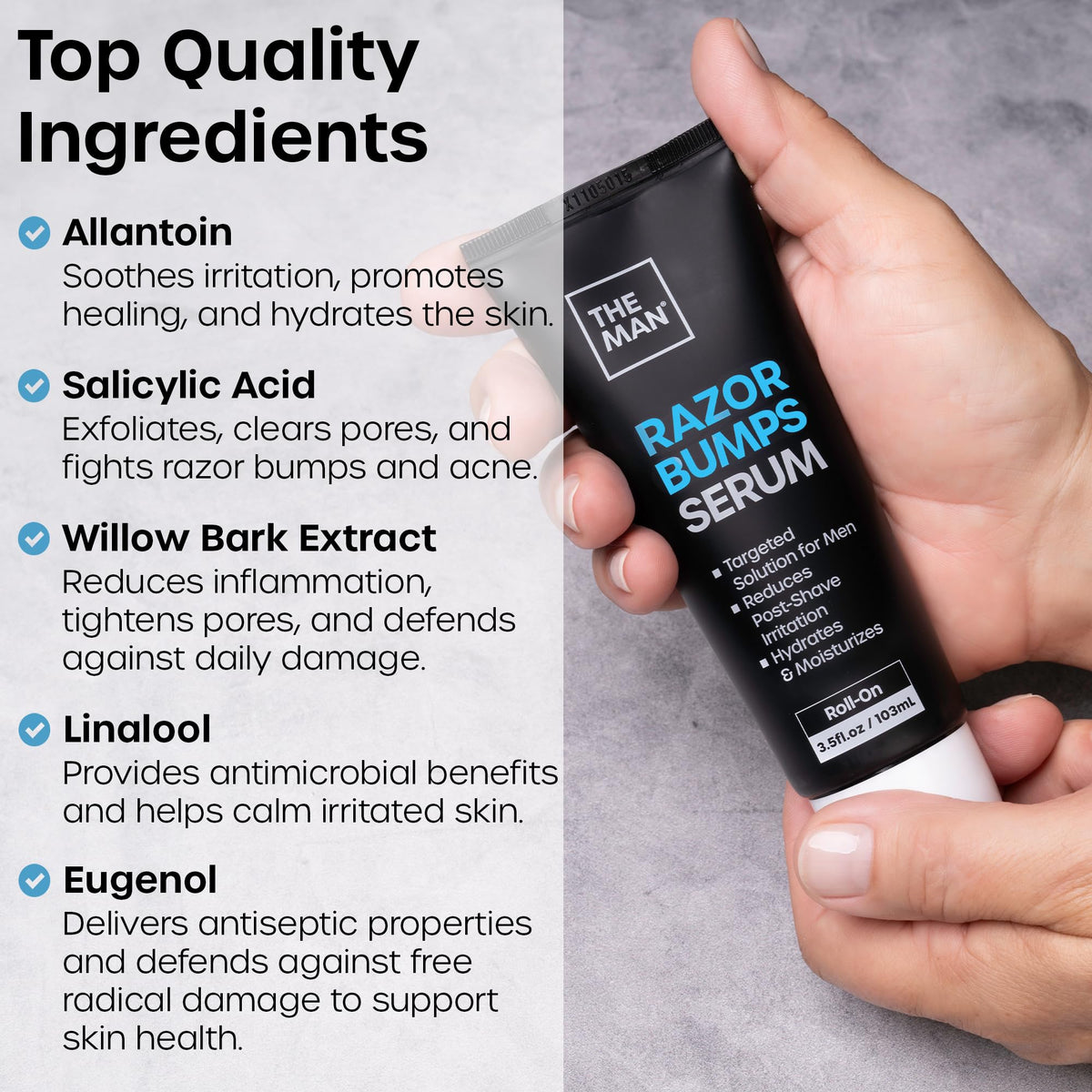 Vanibiss The Man Razor Bumps Serum metal roll-on delivers a cooling, precise application