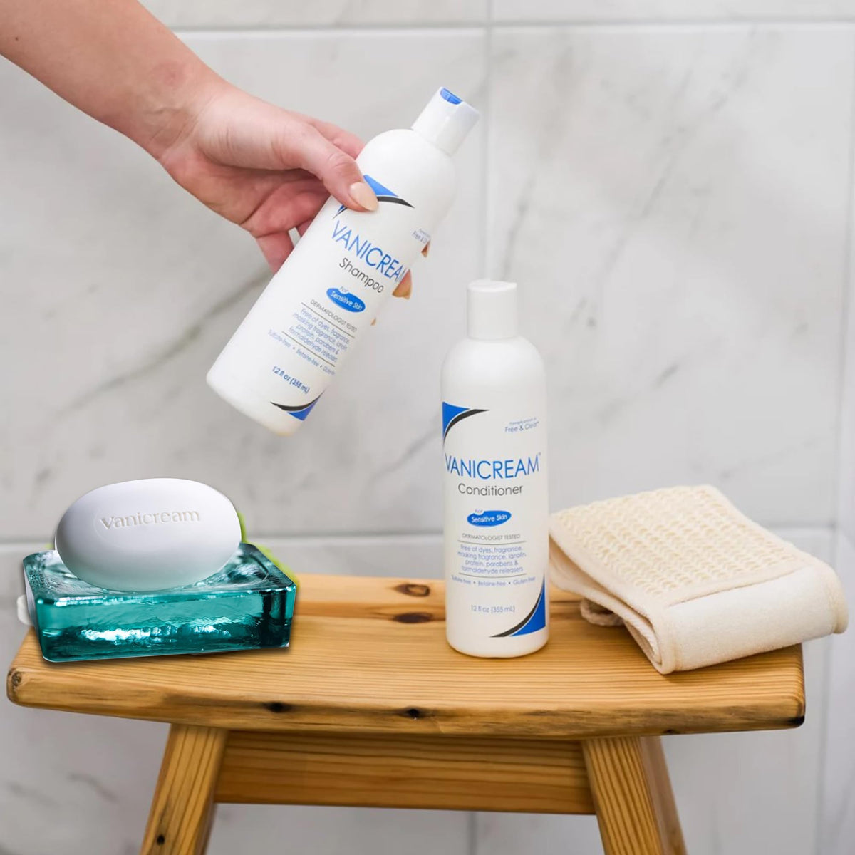 Vanicream Shampoo bottle with rich lather, ideal for sensitive scalps and daily use.